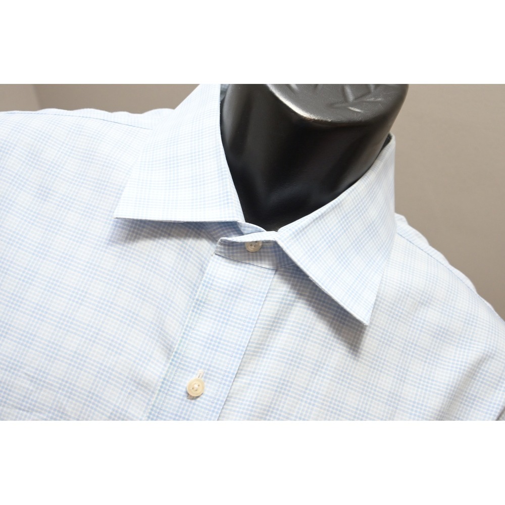 Brooks Brothers Dress Shirt Mens 17-34 XL Blue White Madison Non-Iron Excellent